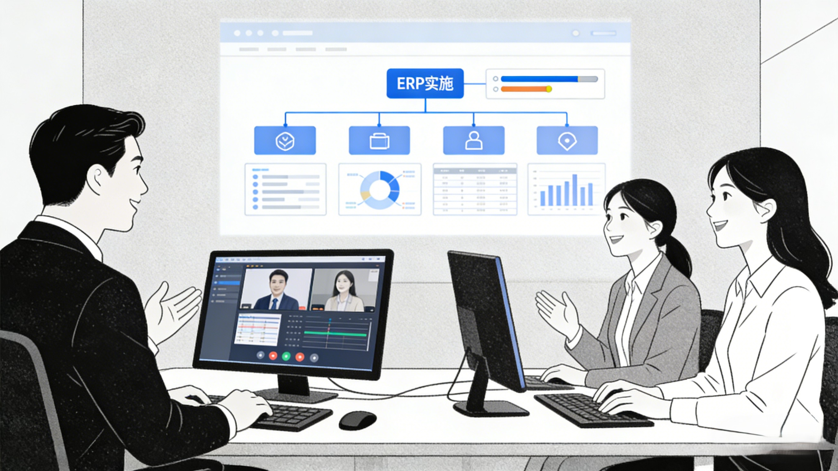 钜茂ERP顾问团队为客户进行ERP实施蓝图规划与流程梳理会议